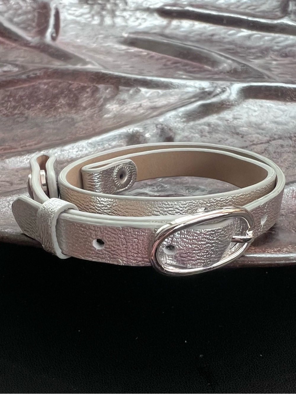 Origami Owl Metallic Silver Leather Wrap Bracelet Band for Living Locket